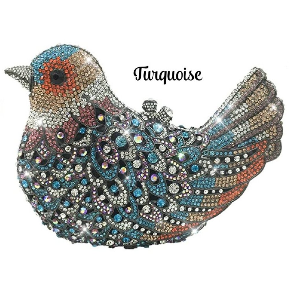 NWT Sparkling Bling Swarovski Crystal Rhinestone Bird Clutch Purse + FRE… - Picture 3 of 17